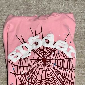 Pink Spider Web Graphic Sweatshirt